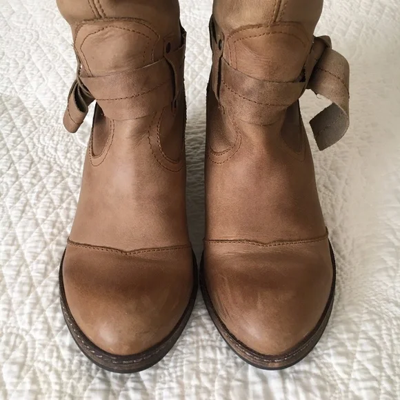 Anthropologie SixtySeven 67 Martingale Bow Leather Riding Boots Brown Women's - Picture 3 of 16